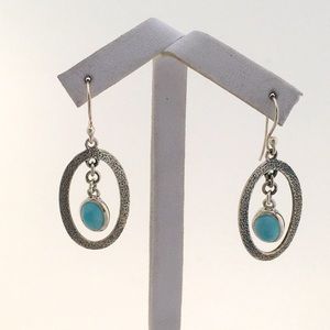 Bali Larimar hammered sterling dangle earrings